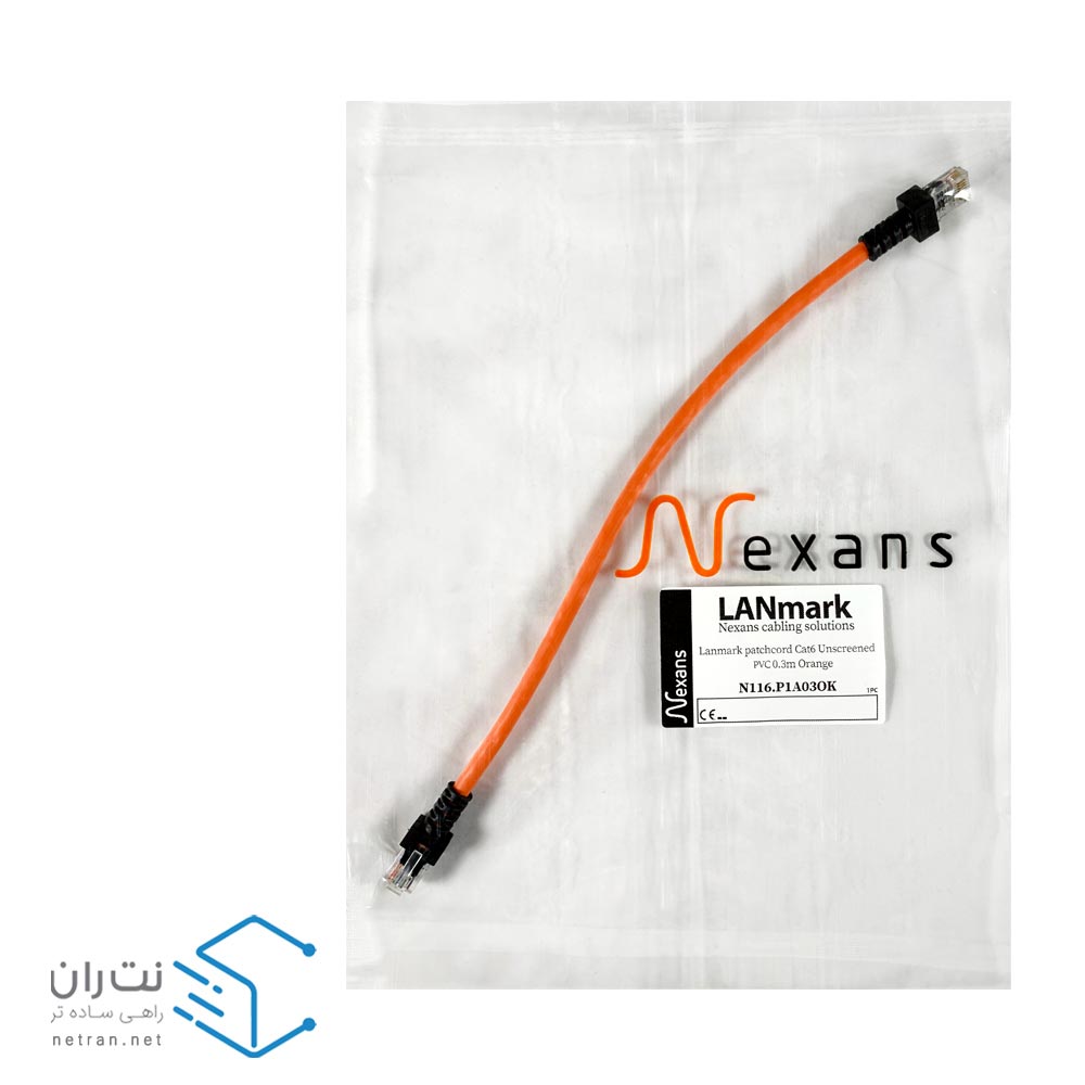 پچ کورد نگزنس (کابل لن) Cat6 UTP روکش PVC نارنجی 30 سانتی متری (0.3m)-2